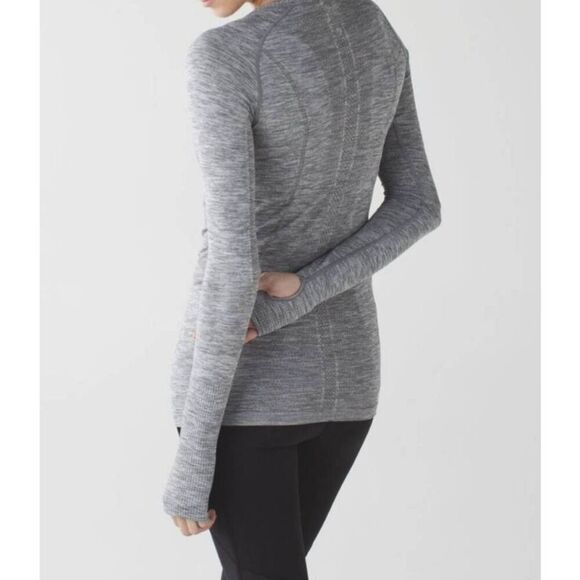 LULULEMON ATHLETICA Swiftly Tech Long Sleeve in Heathered Slate Size 4 - Picture 2 of 6